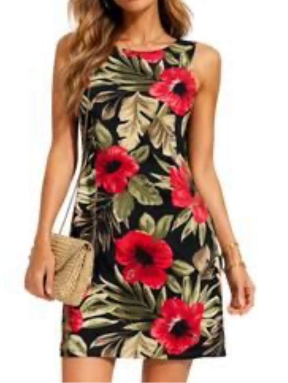 AGB Sleeveless Sheath Dress Tropical Floral